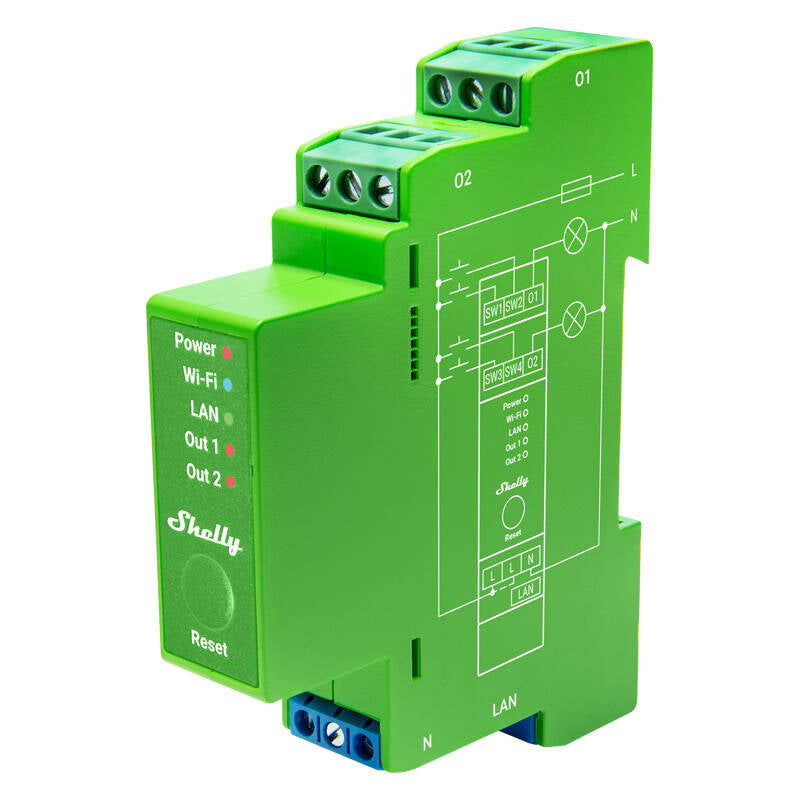 Shelly Pro Dimmer 2 DIN Rail Smart Switch, 2-channel - Image 1