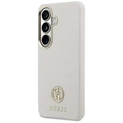 Guess Rhinestone Round Logo MagSafe Case for Samsung Galaxy S26 - Beige