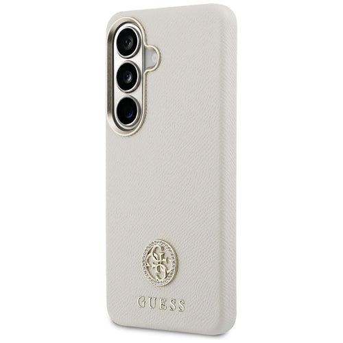 Guess Rhinestone Round Logo MagSafe Case for Samsung Galaxy S26 - Beige