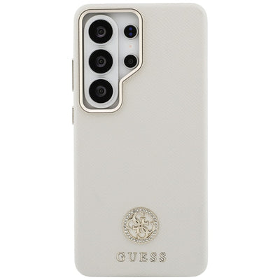 Guess Rhinestone Round Logo MagSafe Case for Samsung Galaxy S26 Ultra - Beige