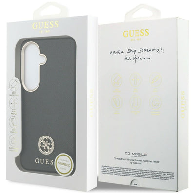 Guess Rhinestone Round Logo MagSafe Case for Samsung Galaxy S26+ - Black