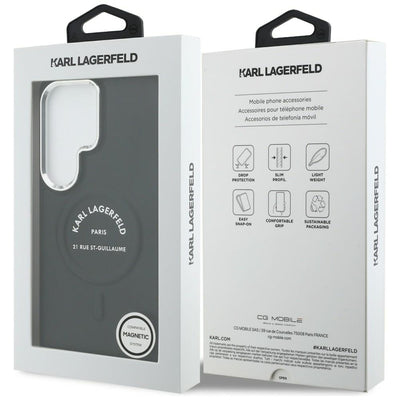 Karl Lagerfeld Embossed Ring RSG Logo MagSafe Case for Samsung Galaxy S26 Ultra - Black