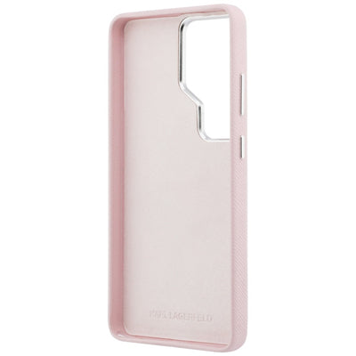 Karl Lagerfeld Grained Signature Metal Resin Logo Case for Samsung Galaxy S26 Ultra - Pink