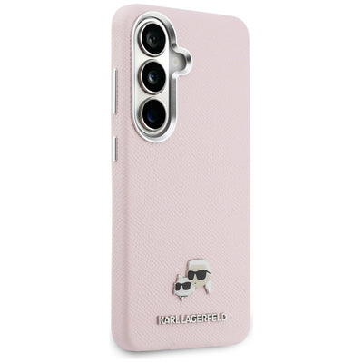 Karl Lagerfeld Saffiano KC Metal Logo MagSafe Case for Samsung Galaxy S26+ - Pink