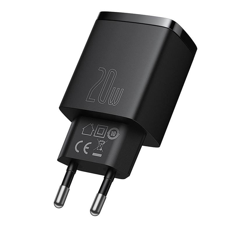 Baseus Compact Quick Charger, USB, USB-C, 20W (black) - Product Image 11