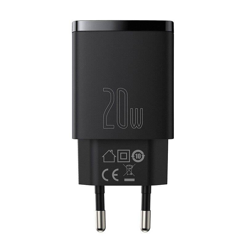 Baseus Compact Quick Charger, USB, USB-C, 20W (black) - Product Image 14