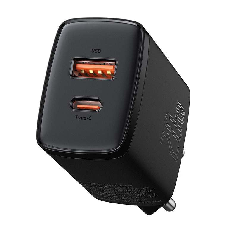 Baseus Compact Quick Charger, USB, USB-C, 20W (black) - Product Image 12