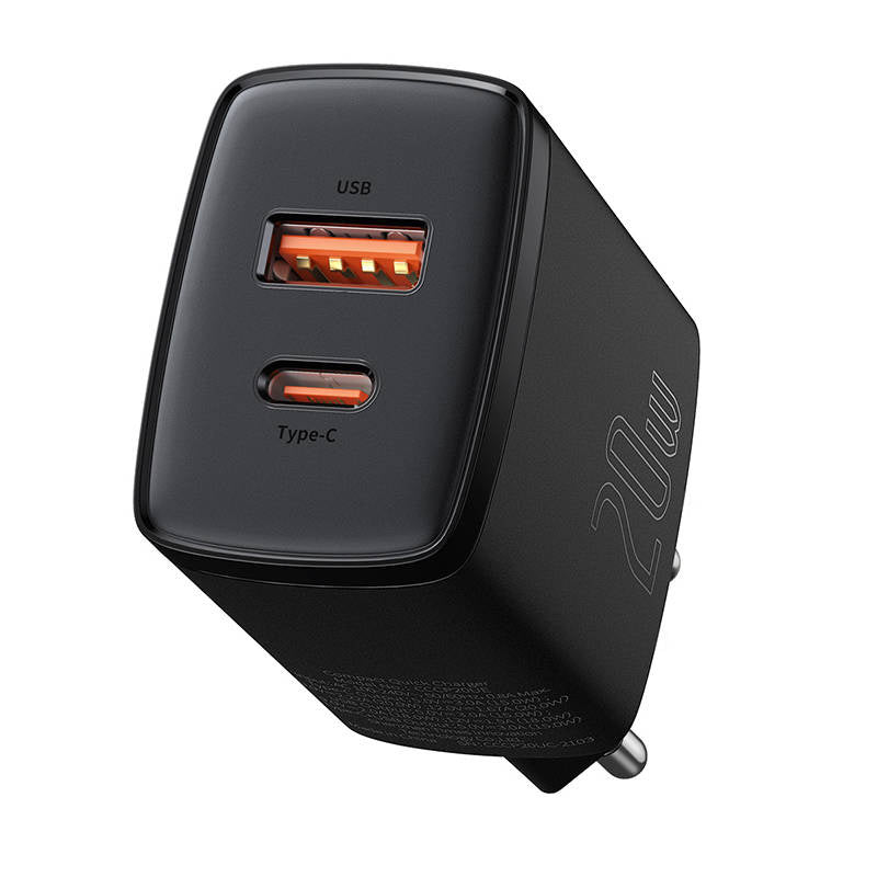 Baseus Compact Quick Charger, USB, USB-C, 20W (black) - Product Image 4
