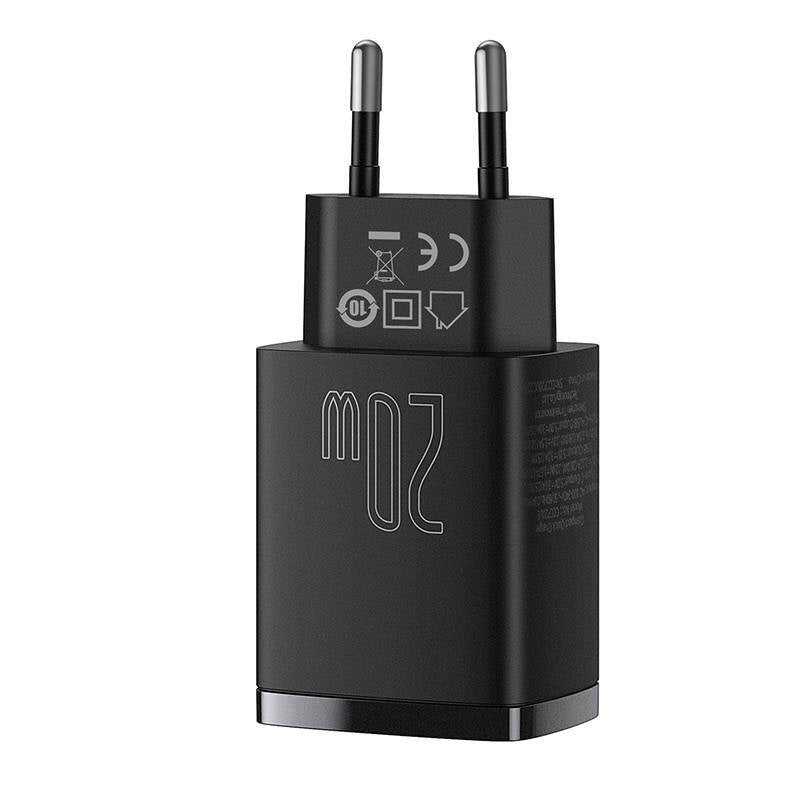Baseus Compact Quick Charger, USB, USB-C, 20W (black) - Product Image 10