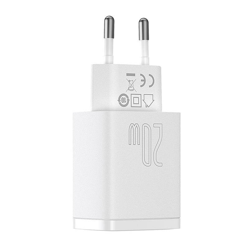 Baseus Compact Quick Charger, USB, USB-C, 20W (white) - Product Image 4