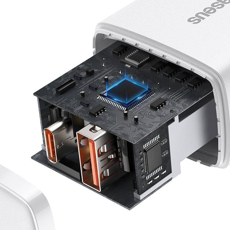Baseus Compact Quick Charger, USB, USB-C, 20W (white) - Product Image 5