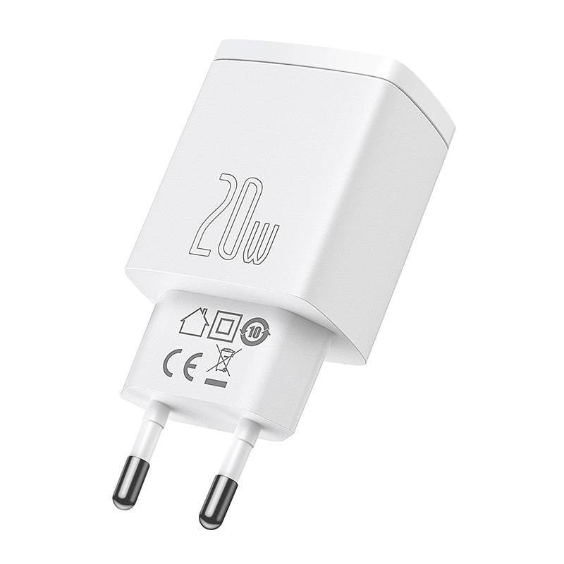 Baseus Compact Quick Charger, USB, USB-C, 20W (white) - Product Image 6