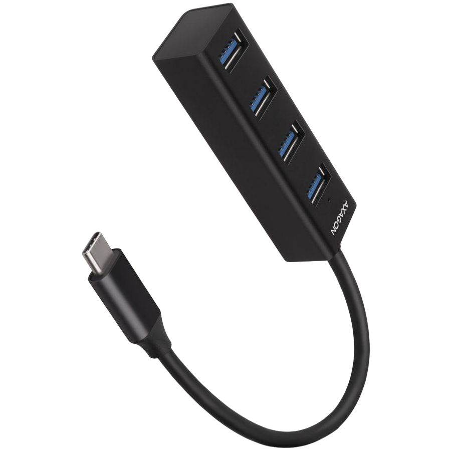 AXAGON HUE-M1C 4x USB3.2 Gen 1 MINI hub, metal, 20cm USB-C cable