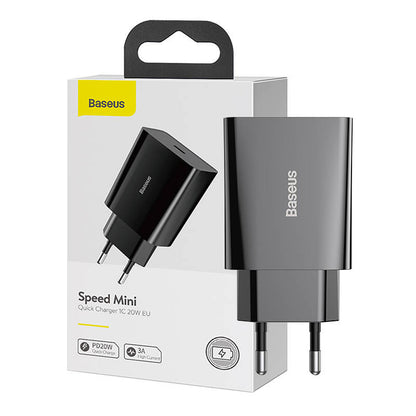 Baseus Speed Mini Quick Charger, USB-C, PD, 3A, 20W (black) - Product Image 1