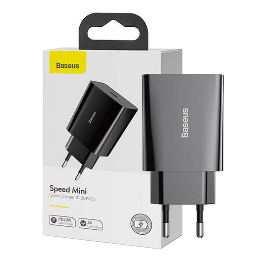 Baseus Speed Mini Quick Charger, USB-C, PD, 3A, 20W (black) - Product Image 1