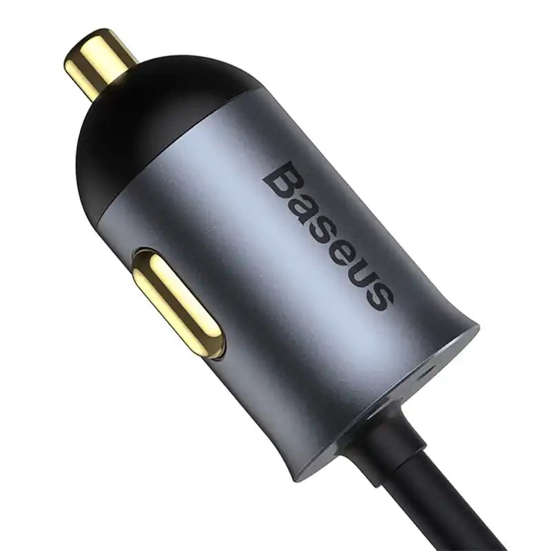Car charger Baseus Share Together with extension cord, 2x USB, 2x USB-C, 120W (grey) - Product Image 6