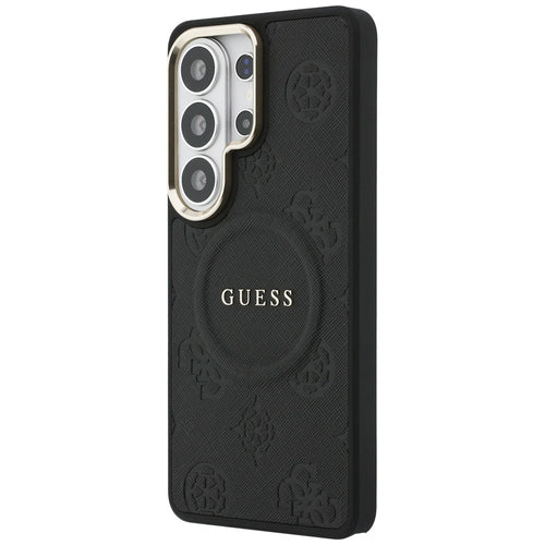 Guess Saffiano Peony Embossed Ring MagSafe Case for Samsung Galaxy S26 Ultra - Black