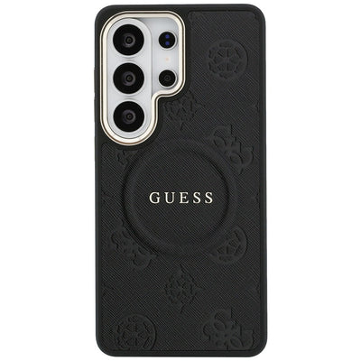 Guess Saffiano Peony Embossed Ring MagSafe Case for Samsung Galaxy S26 Ultra - Black