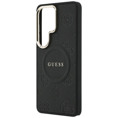 Guess Saffiano Peony Embossed Ring MagSafe Case for Samsung Galaxy S26 Ultra - Black