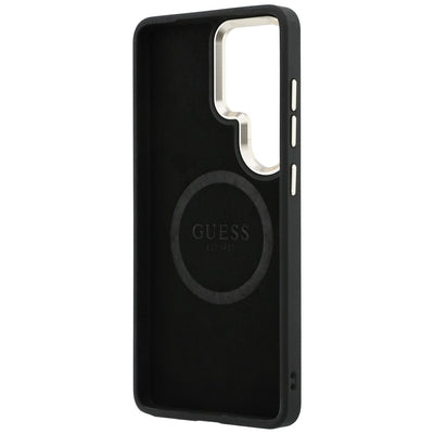 Guess Saffiano Peony Embossed Ring MagSafe Case for Samsung Galaxy S26 Ultra - Black