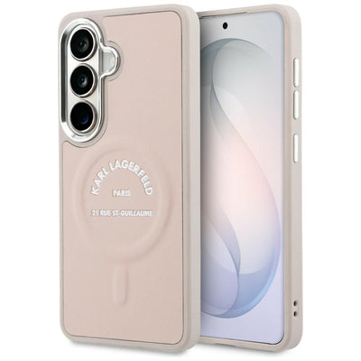 Karl Lagerfeld Embossed Ring RSG Logo MagSafe Case for Samsung Galaxy S26 - Pink
