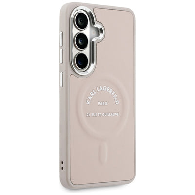 Karl Lagerfeld Embossed Ring RSG Logo MagSafe Case for Samsung Galaxy S26 - Pink