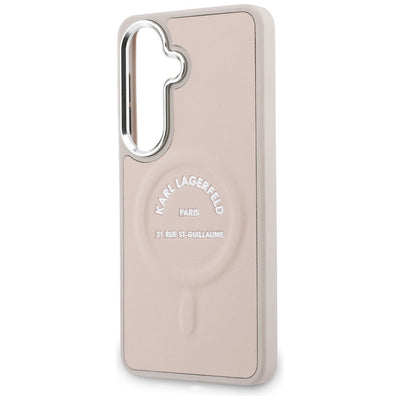 Karl Lagerfeld Embossed Ring RSG Logo MagSafe Case for Samsung Galaxy S26 - Pink