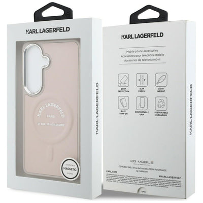 Karl Lagerfeld Embossed Ring RSG Logo MagSafe Case for Samsung Galaxy S26 - Pink