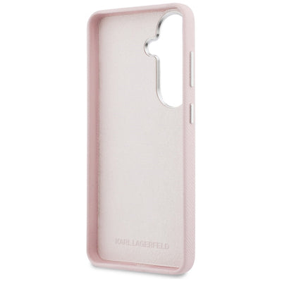 Karl Lagerfeld Grained Signature Metal Resin Logo Case for Samsung Galaxy S26 - Pink