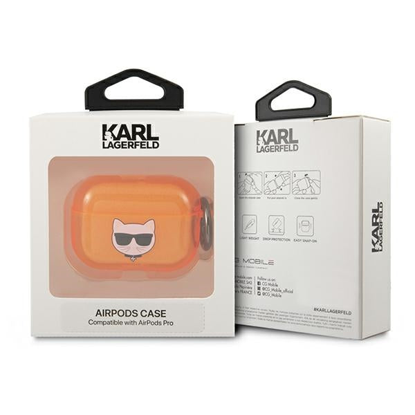 Etui Karl Lagerfeld Choupette Head na AirPods Pro cover - pomarańczowe