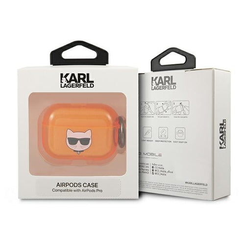 Etui Karl Lagerfeld Choupette Head na AirPods Pro cover - pomarańczowe