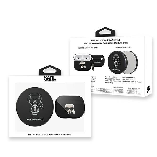 Etui Karl Lagerfeld Ikonik na AirPods Pro + Power Bank - czarne