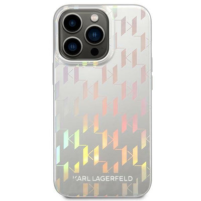 Etui Karl Lagerfeld Karl Lagerfeld Monogram Iridescent na iPhone 14 Pro - srebrne