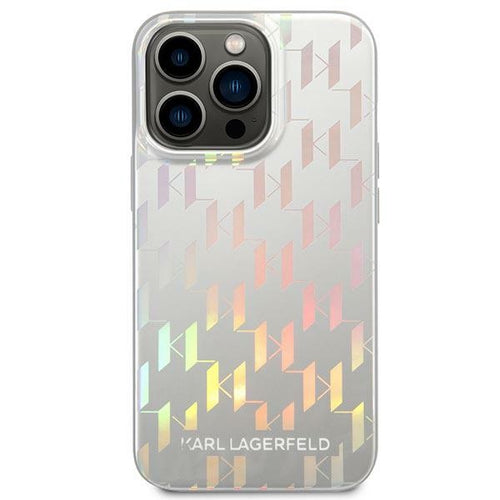 Etui Karl Lagerfeld Karl Lagerfeld Monogram Iridescent na iPhone 14 Pro - srebrne