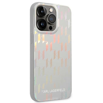 Etui Karl Lagerfeld Karl Lagerfeld Monogram Iridescent na iPhone 14 Pro - srebrne