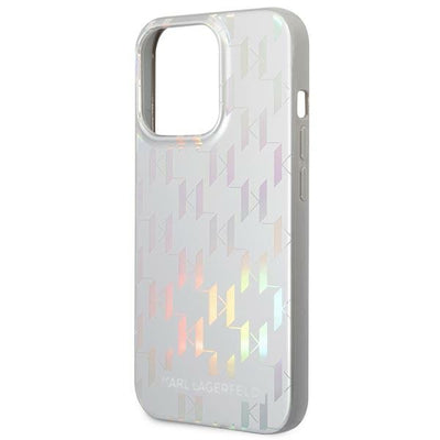 Etui Karl Lagerfeld Karl Lagerfeld Monogram Iridescent na iPhone 14 Pro - srebrne