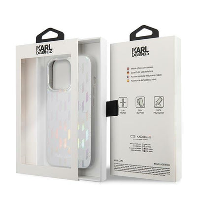 Etui Karl Lagerfeld Karl Lagerfeld Monogram Iridescent na iPhone 14 Pro - srebrne