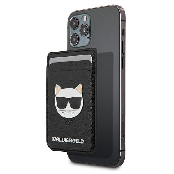 Portfel magentyczny Karl Lagerfeld Wallet CardSlot Saffiano Choupette Head MagSafe na telefon - czarny