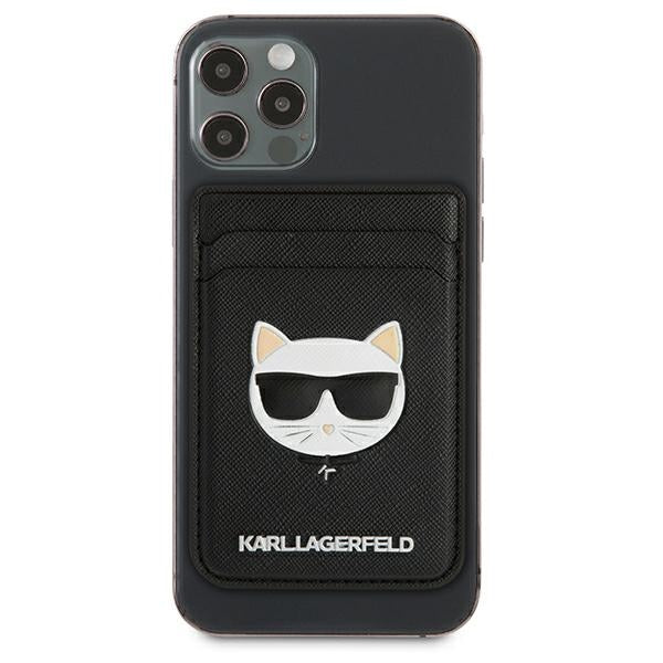 Portfel magentyczny Karl Lagerfeld Wallet CardSlot Saffiano Choupette Head MagSafe na telefon - czarny