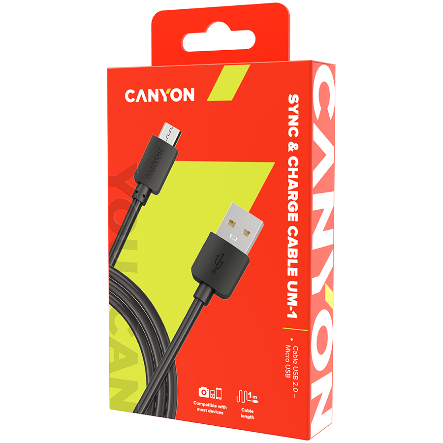 CANYON cable UM-1 MicroUSB 5W 1m Black