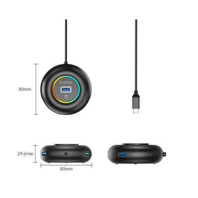 USB-A (female) || mini jack 3.5 mm (female) || USB-C (męski) \ 0.3 m — Orico
