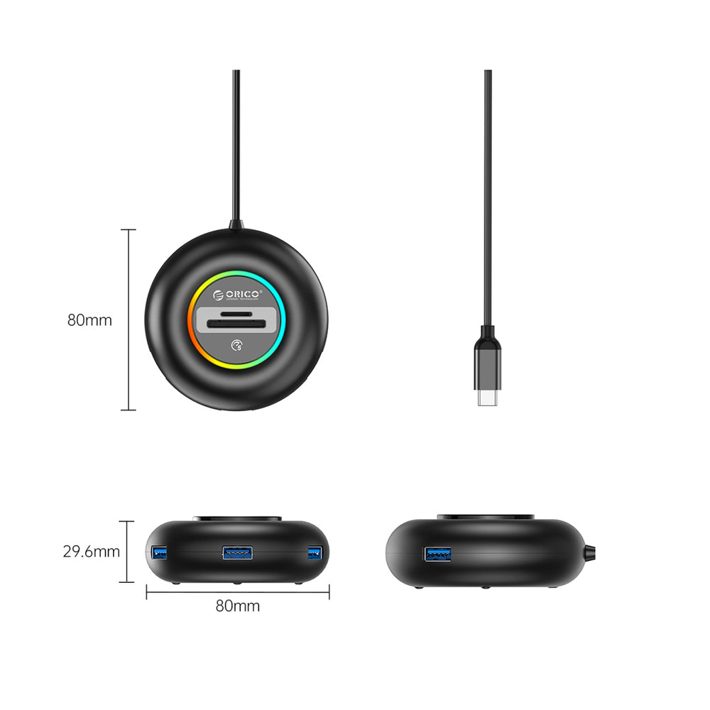 USB-A (female) || SD || microSD || USB-C (męski) \ 0.3 m — Orico