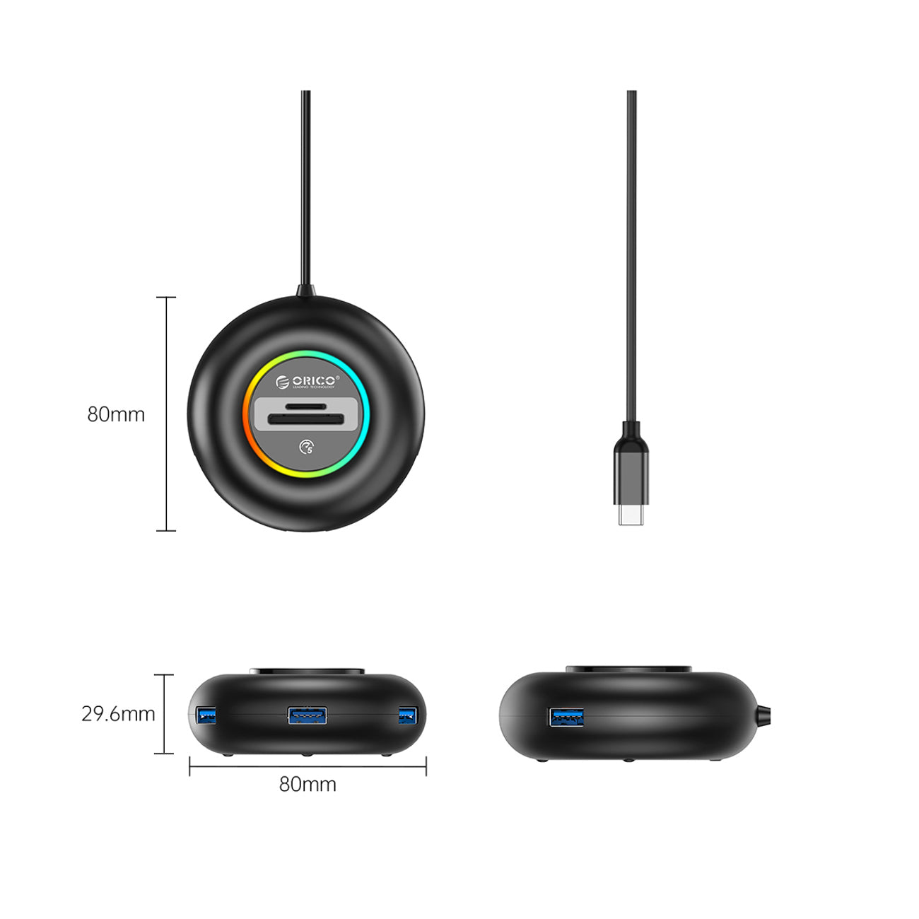 USB-A (female) || SD || microSD || USB-C (męski) \ 1.8 m — Orico