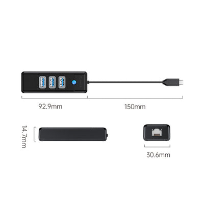 USB-A (female) || RJ45 (female) || USB-C (męski) \ 0.15 m \ 2500 Mbps — Orico