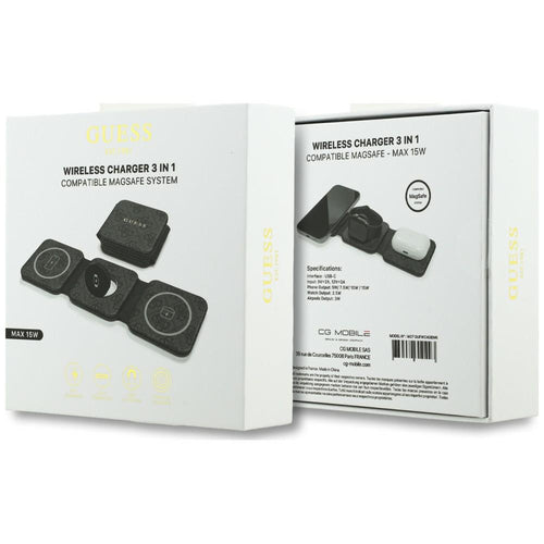 Guess 4G 3-in-1 15W MagSafe Wireless Charger - Black