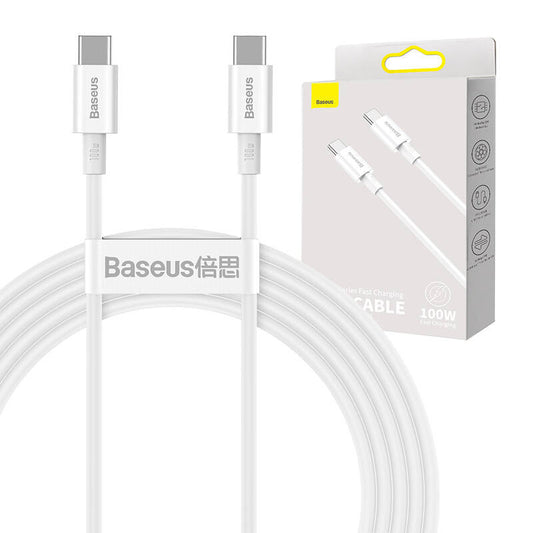 Baseus Superior Series Cable USB-C to USB-C, 100W, 2m (white) - Product Image 1