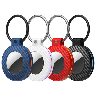 Airtag case with carbon fiber pattern keychain, 4 pcs. - multicolor — Hurtel