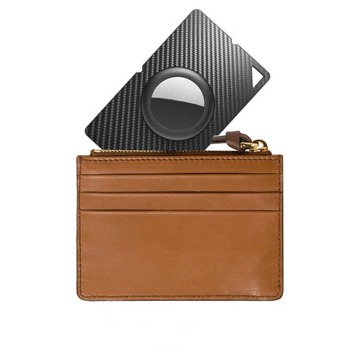 Airtag Carbon Fiber Pattern Wallet Card Case - Black — Hurtel