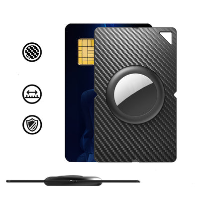 Airtag Carbon Fiber Pattern Wallet Card Case - Black — Hurtel