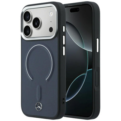 Etui Mercedes Leather 3D MagSafe na iPhone 17 Pro - granatowe